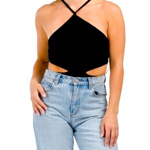 ZARA Halter Bodysuit Black